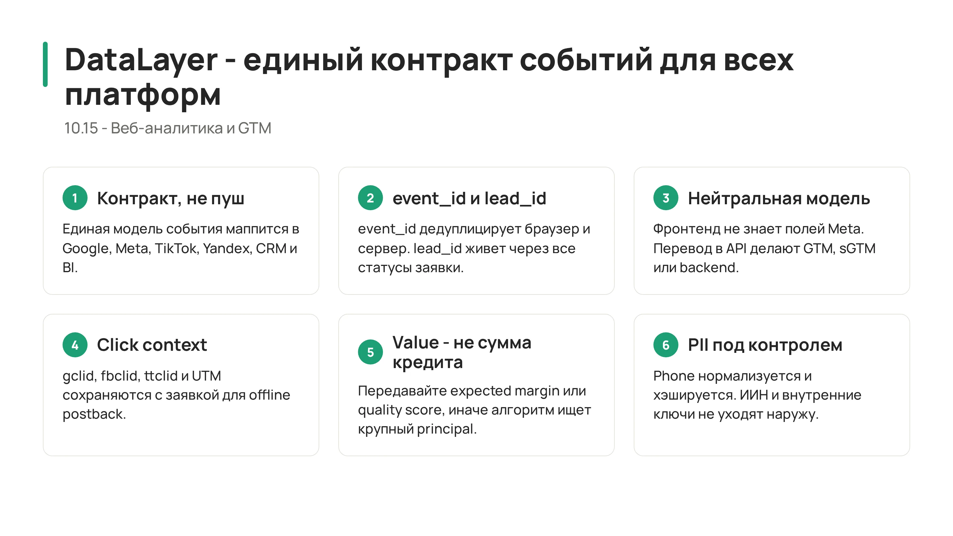 10.15 - Спецификация DataLayer: единый контракт событий для банка