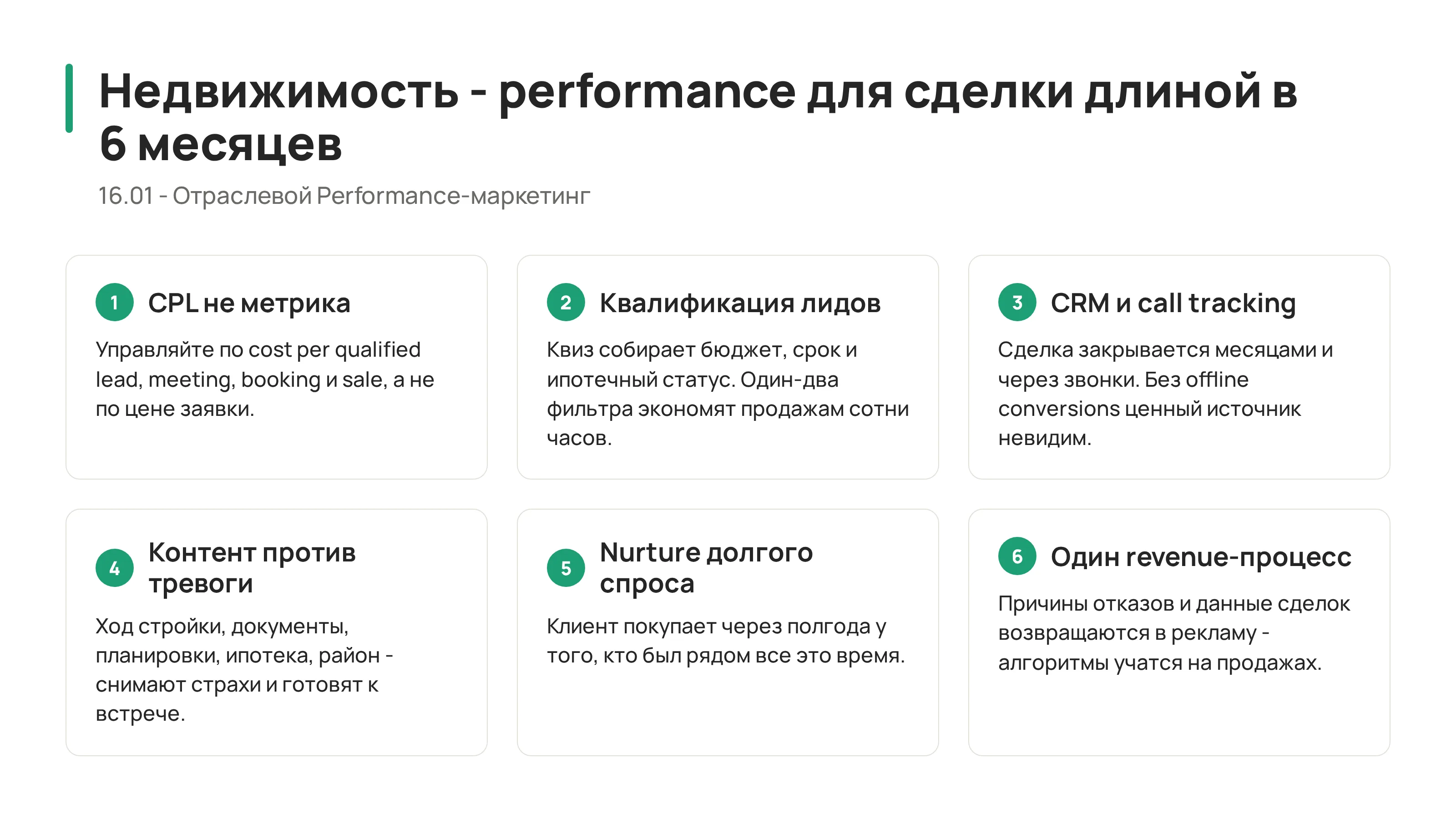 16.01 - Недвижимость и PropTech: performance-маркетинг для сделки в 6 месяцев